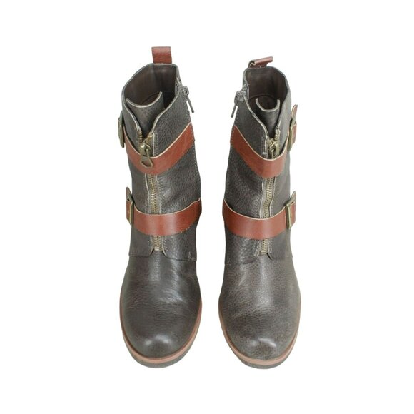 Kors by Kork Ease Brown Pebbled Leather Heeled Ankle Boots 6.5 - Picture 5 of 9